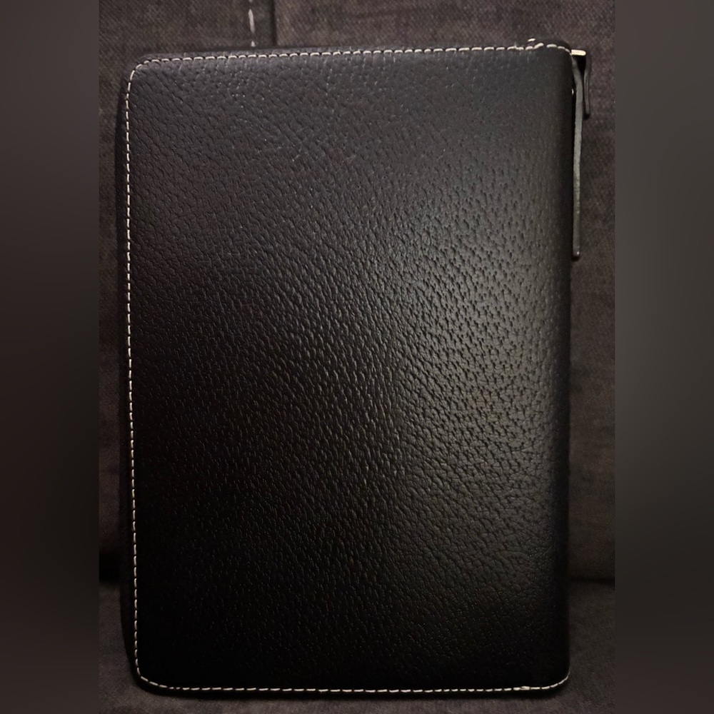 Kate Spade planner-Gold Hardware-Pink lining Black Pebbled Leather Zip Wellesley - Picture 2 of 16